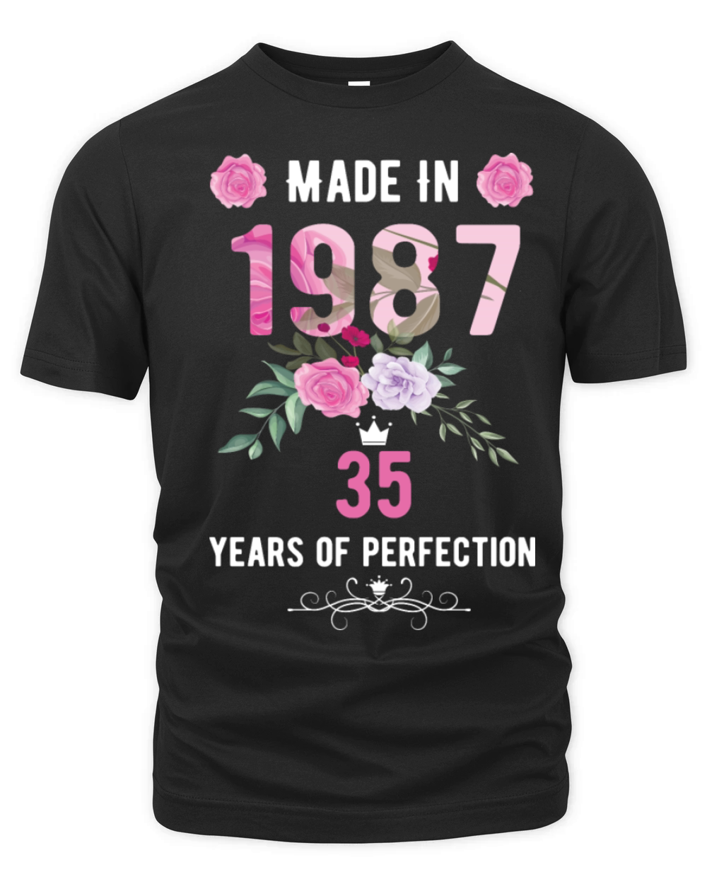 Made In 1987 Floral 35 Year Old 35th Birthday Gift Organic Unisex T-shirt