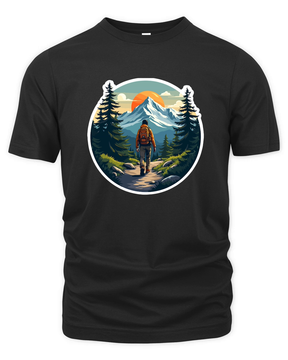Mountain explorer hiking adventure Illus 08 Organic Unisex T-shirt