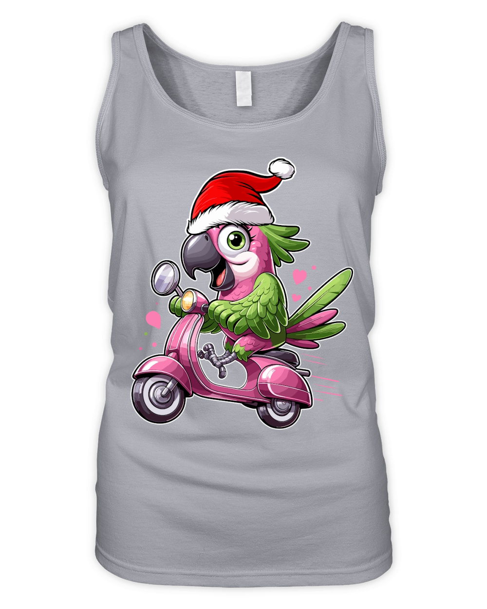 adorable parrot Riding Scooter wearing santa hat 2 Organic Women's Tank Top
