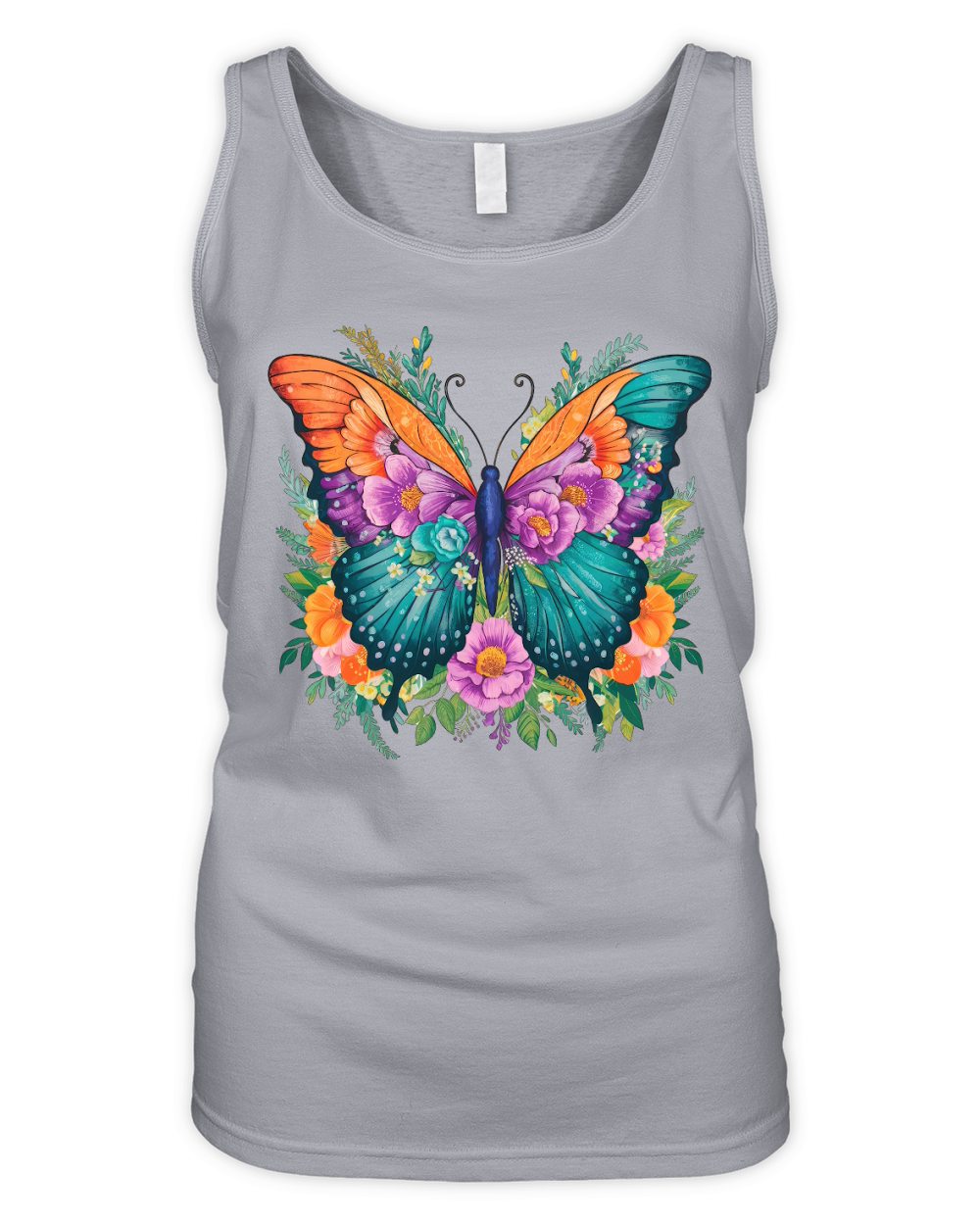 Cute Floral Butterfly 3 Organic Women's Tank Top