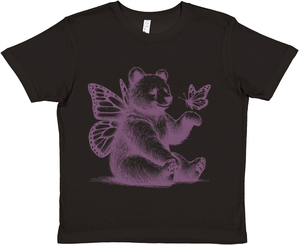 Bear With Butterfly Wings Vintage L Purple Premium Kids Crewneck T-shirt
