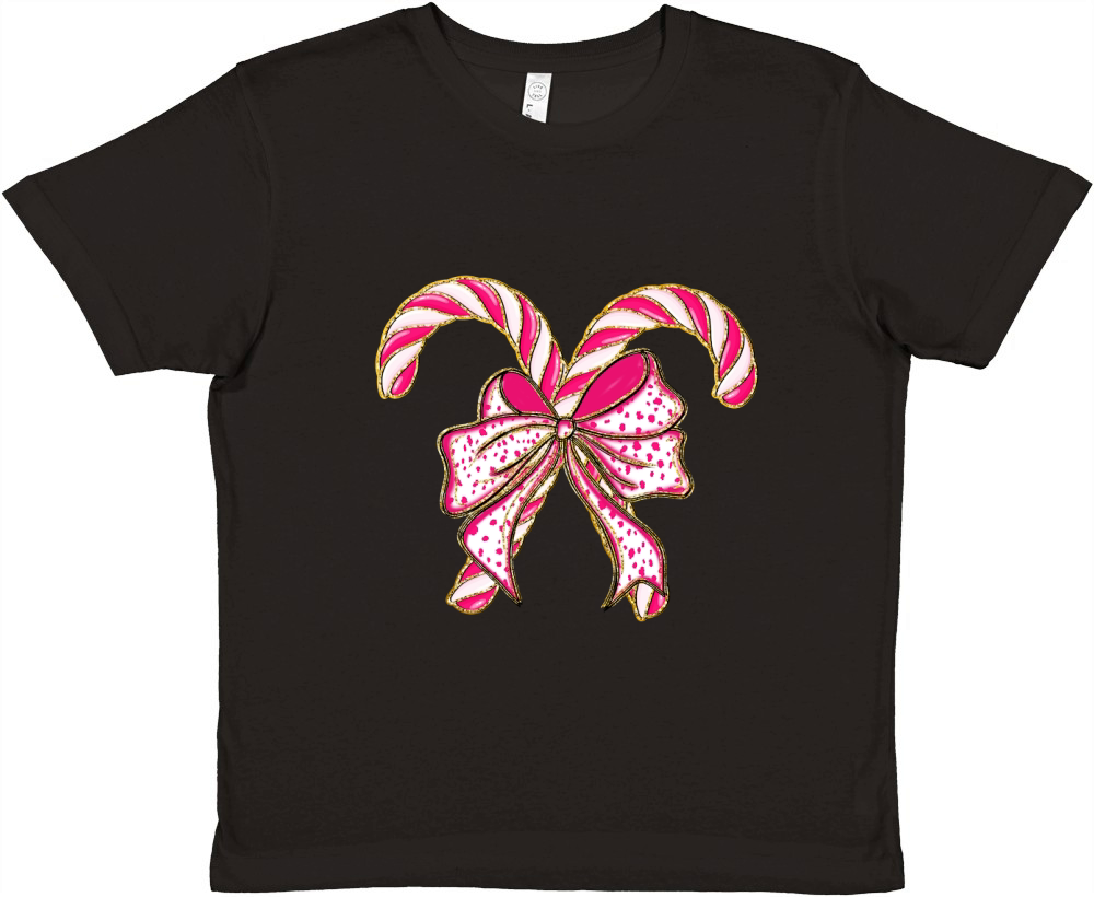 Colorful Coquette Glitter Candy Cane Premium Kids Crewneck T-shirt
