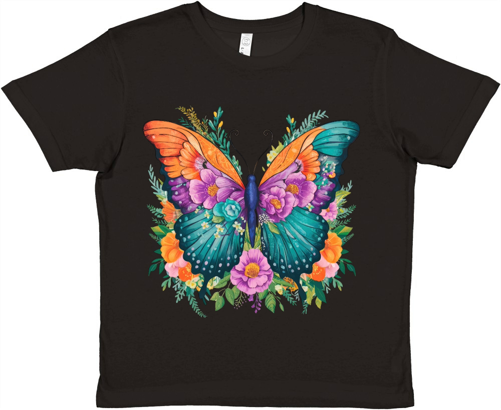 Cute Floral Butterfly 3 Premium Kids Crewneck T-shirt
