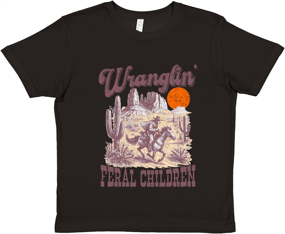 Raccoon Cowboy L Color Premium Kids Crewneck T-shirt