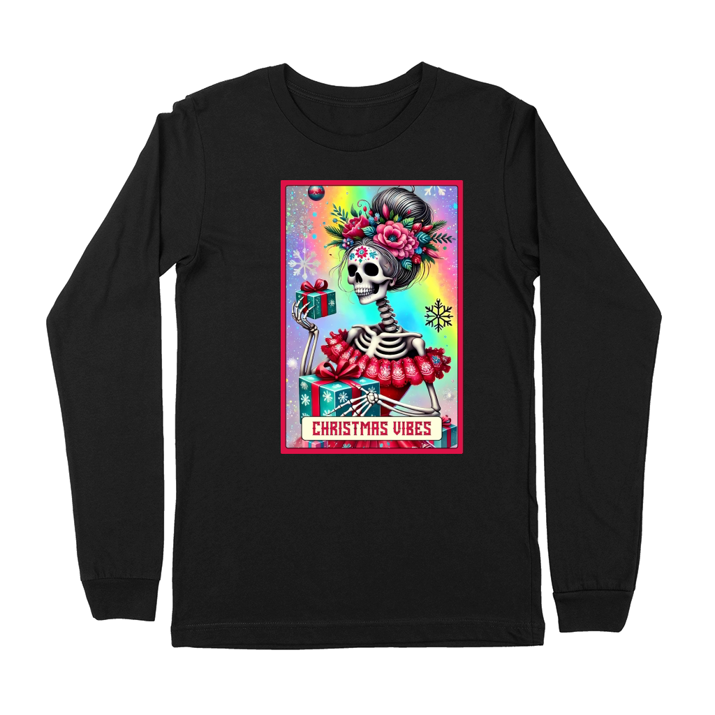 Chiristmas Vibes Skeleton Taro Card Premium Long Sleeve