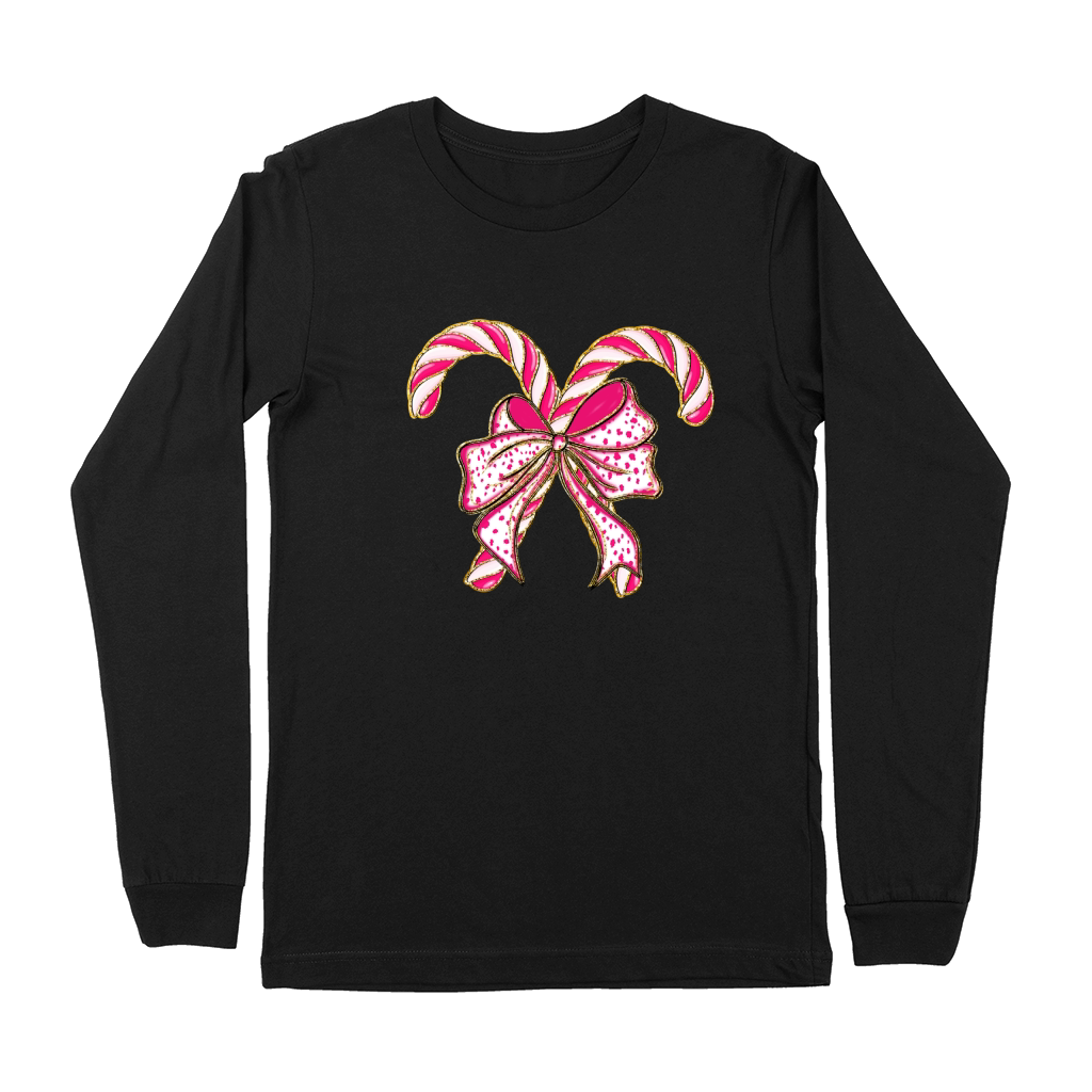 Colorful Coquette Glitter Candy Cane Premium Long Sleeve