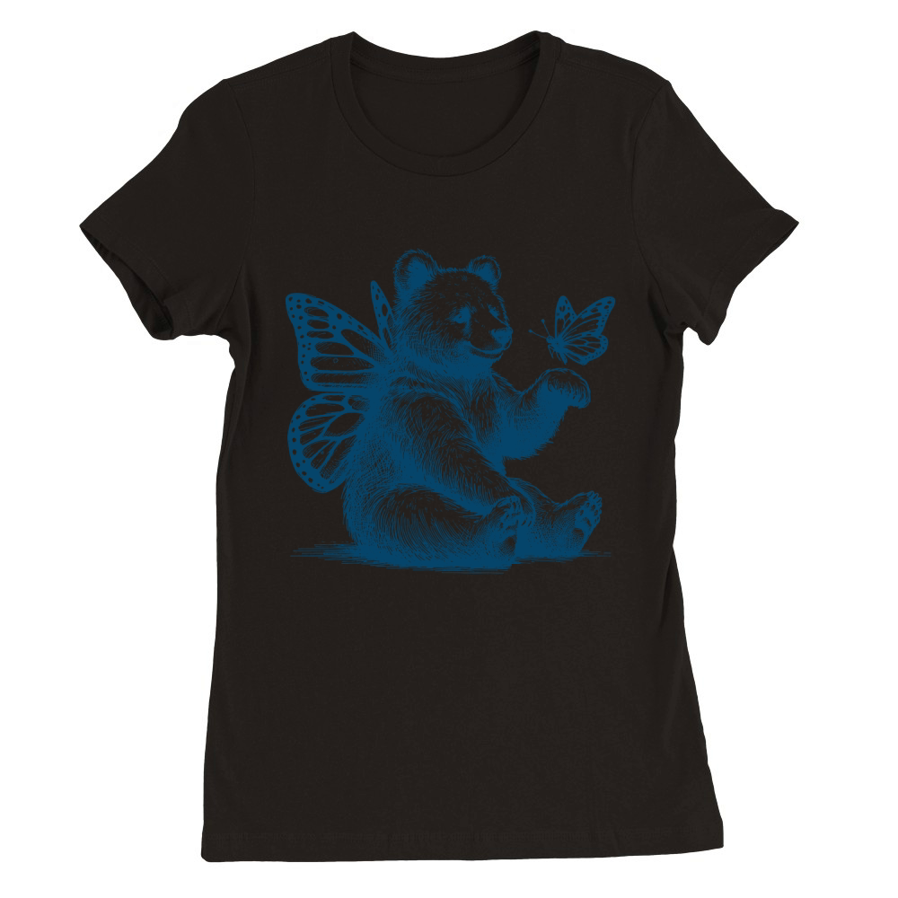 Bear With Butterfly Wings Vintage L Blue Premium Womens Crewneck T-shirt