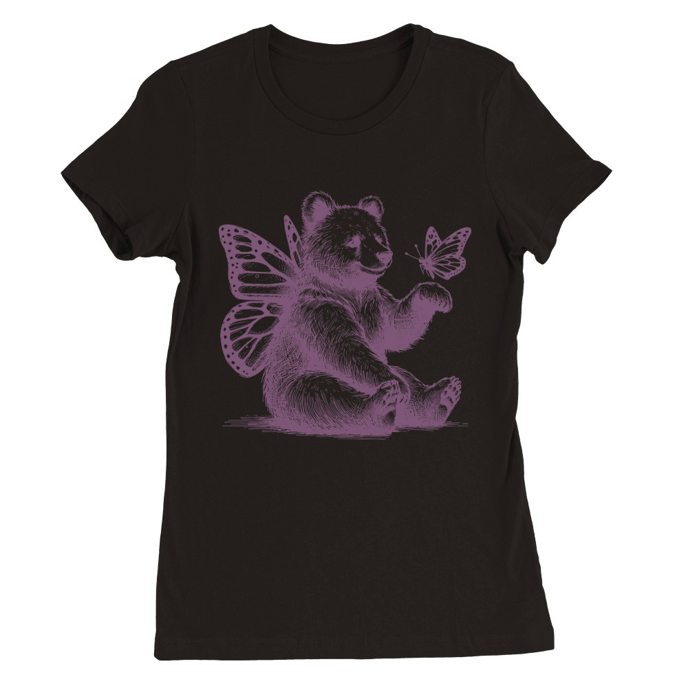 Bear With Butterfly Wings Vintage L Purple Premium Womens Crewneck T-shirt
