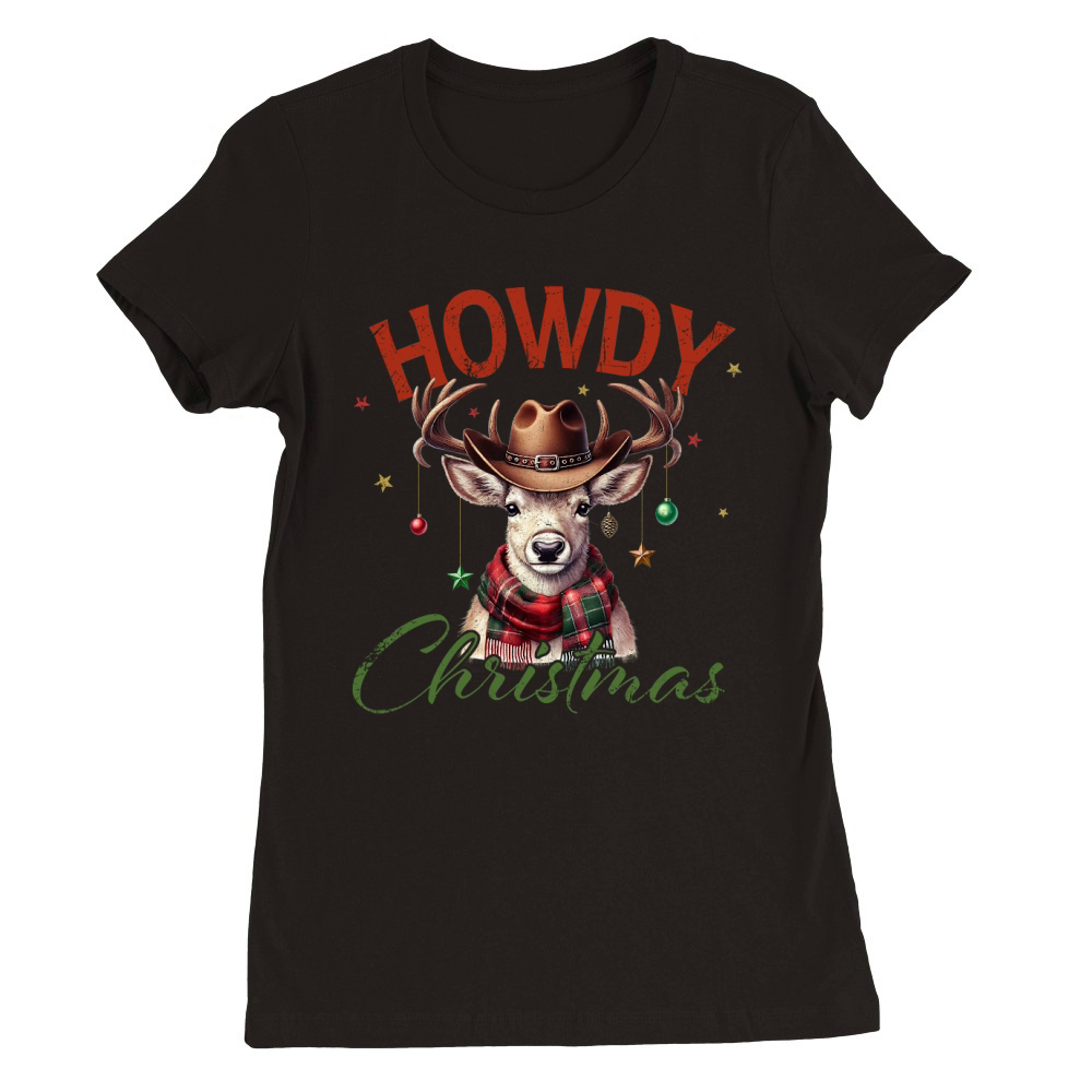 Howdy Christmas Premium Womens Crewneck T-shirt