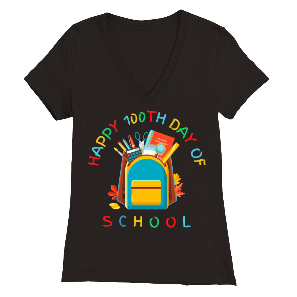 100th Day Of School 2022 Premium Womens V-Neck T-shirt