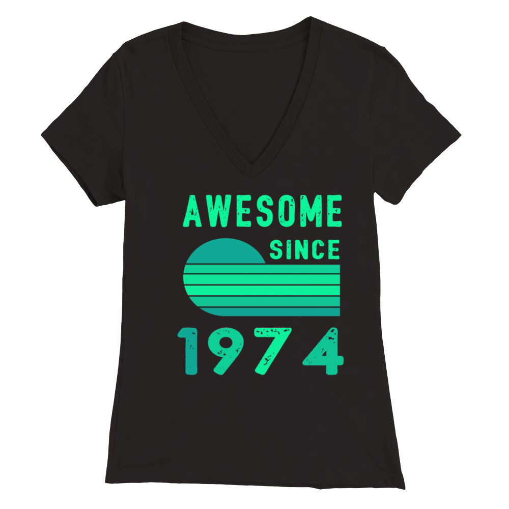 1974 Birthday Retro Vintage Gift age Premium Womens V-Neck T-shirt