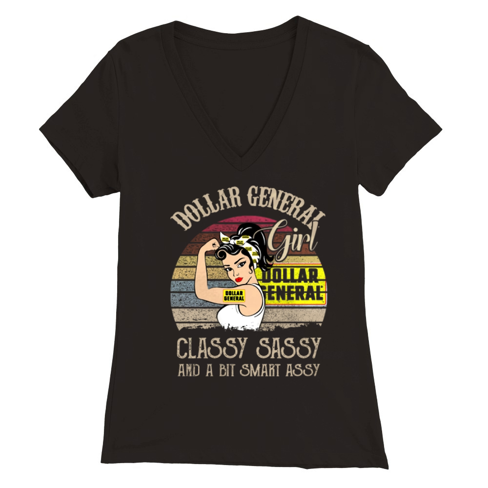 Dollar general girl classy sassy and a bit smart assy vintage shirt Premium Womens V-Neck T-shirt