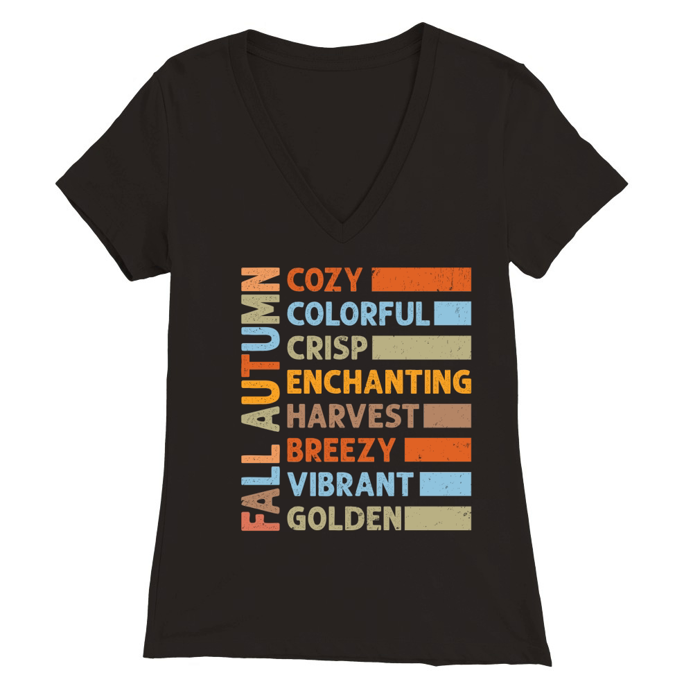 fall autumn cozy colorful crisp enchanting harvest Premium Womens V-Neck T-shirt