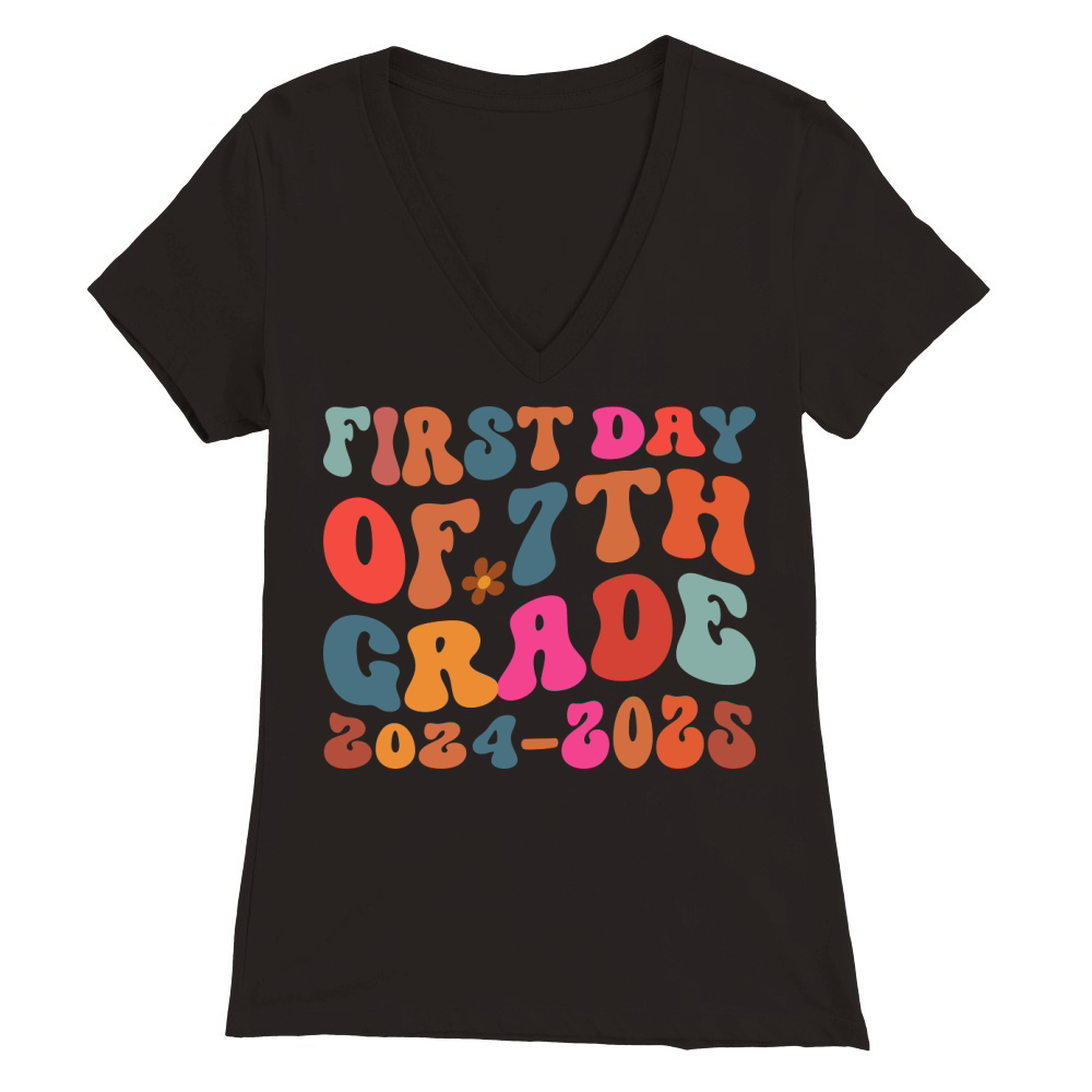 First day of 7th grade 2024 2025 Premium Womens V-Neck T-shirt