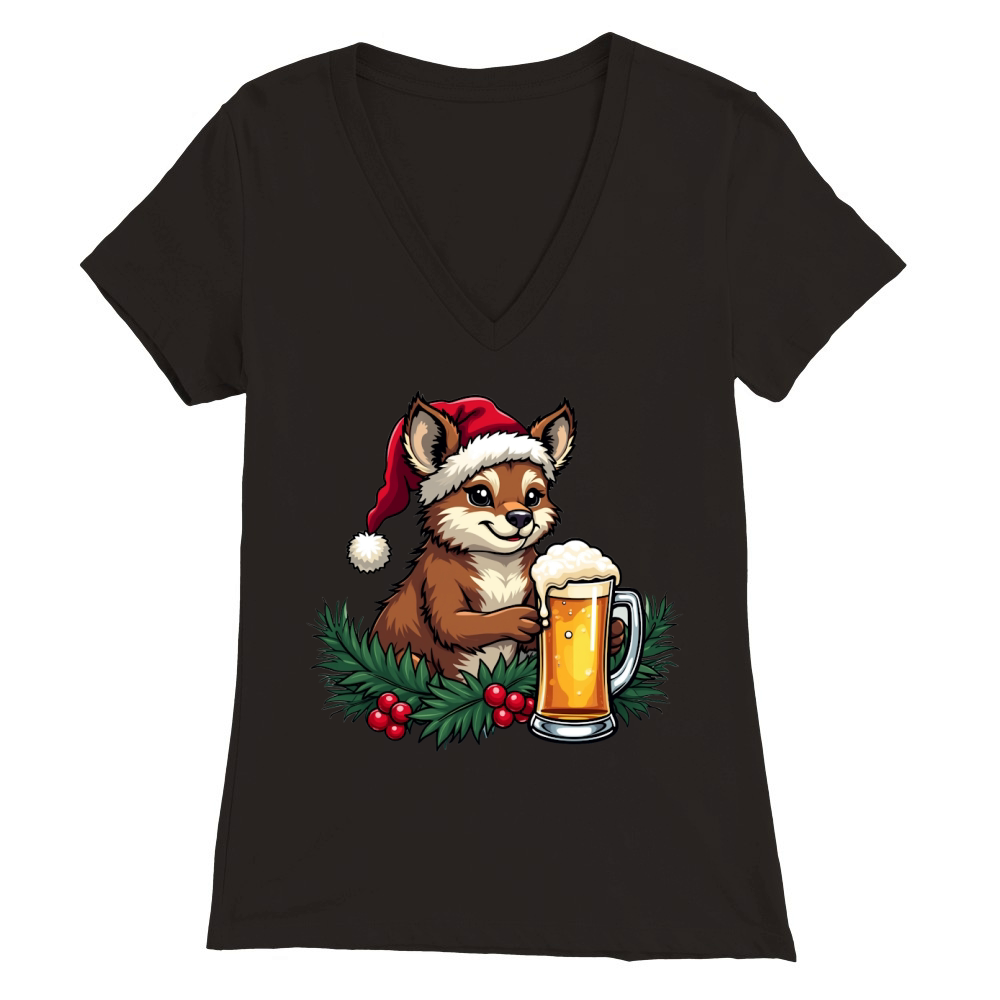 Funny Animal Beer Christmas Sublimation 6 10 Premium Womens V-Neck T-shirt