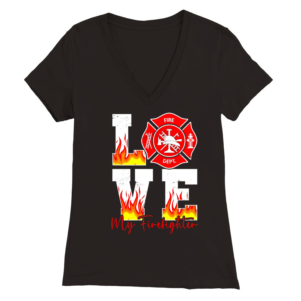 Love My Firefighter 4 Premium Womens V-Neck T-shirt