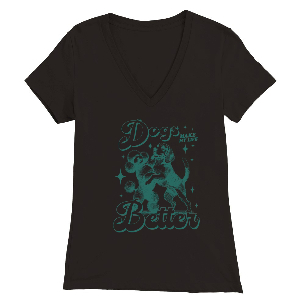 poodle dancing with a beagle L Green Premium Womens V-Neck T-shirt
