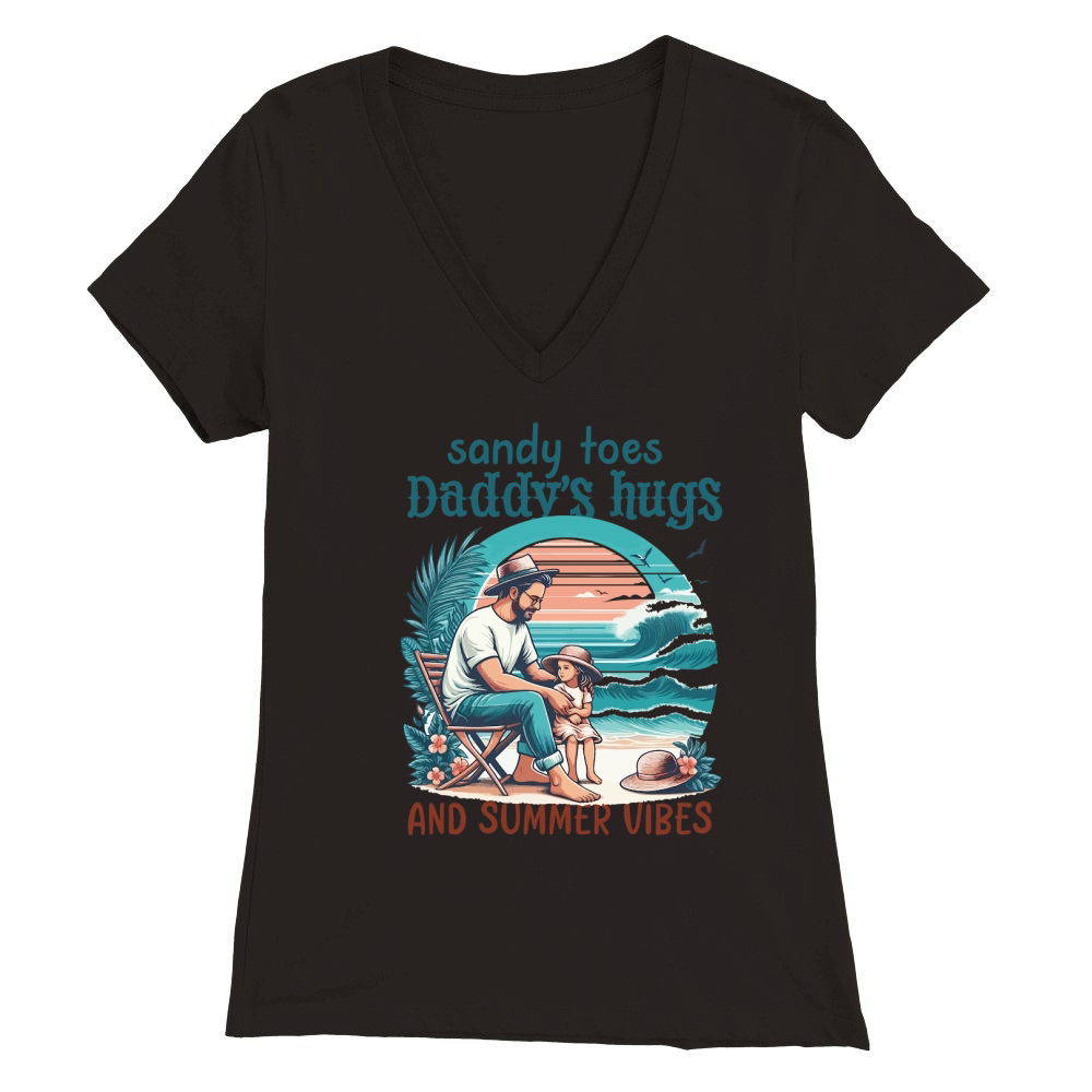 Sandy Toes Daddys Hugs and Summer Vibes Premium Womens V-Neck T-shirt