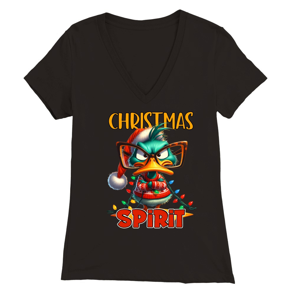 Sarcastic Grumpy Duck Christmas 02 Premium Womens V-Neck T-shirt