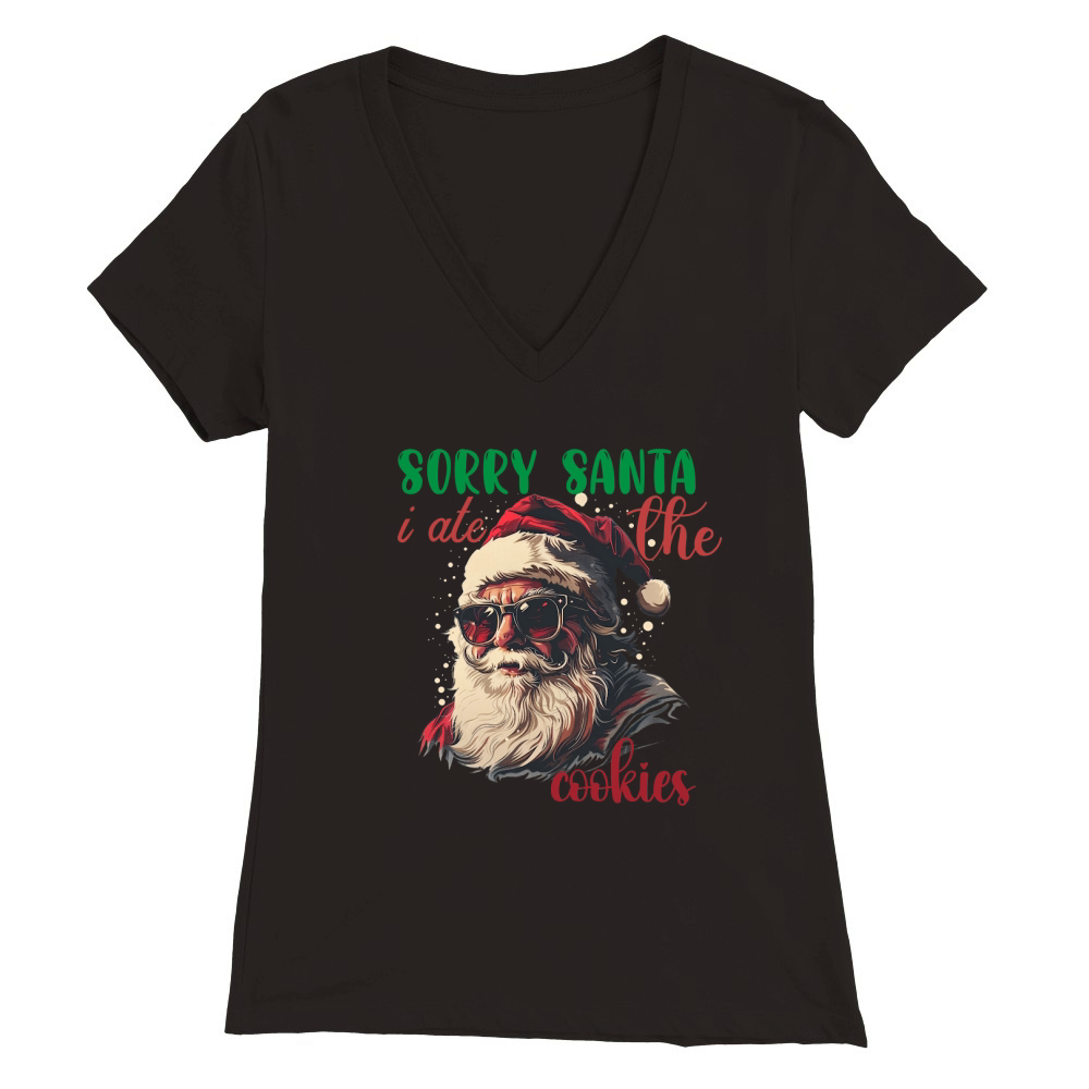 Sorry santa i ate the cookies Dog 1 Premium Womens V-Neck T-shirt