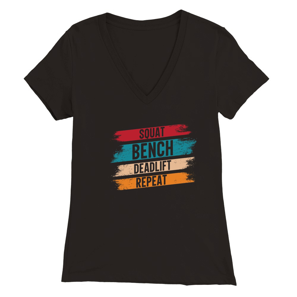 Squat Bench Deadlift Repeat Gym Premium Womens V-Neck T-shirt