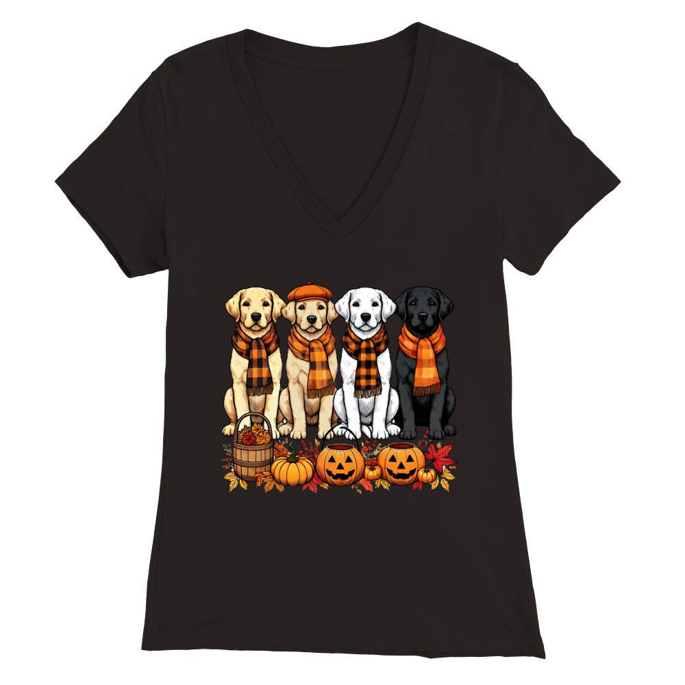 Thanksgiving Dog Premium Womens V-Neck T-shirt