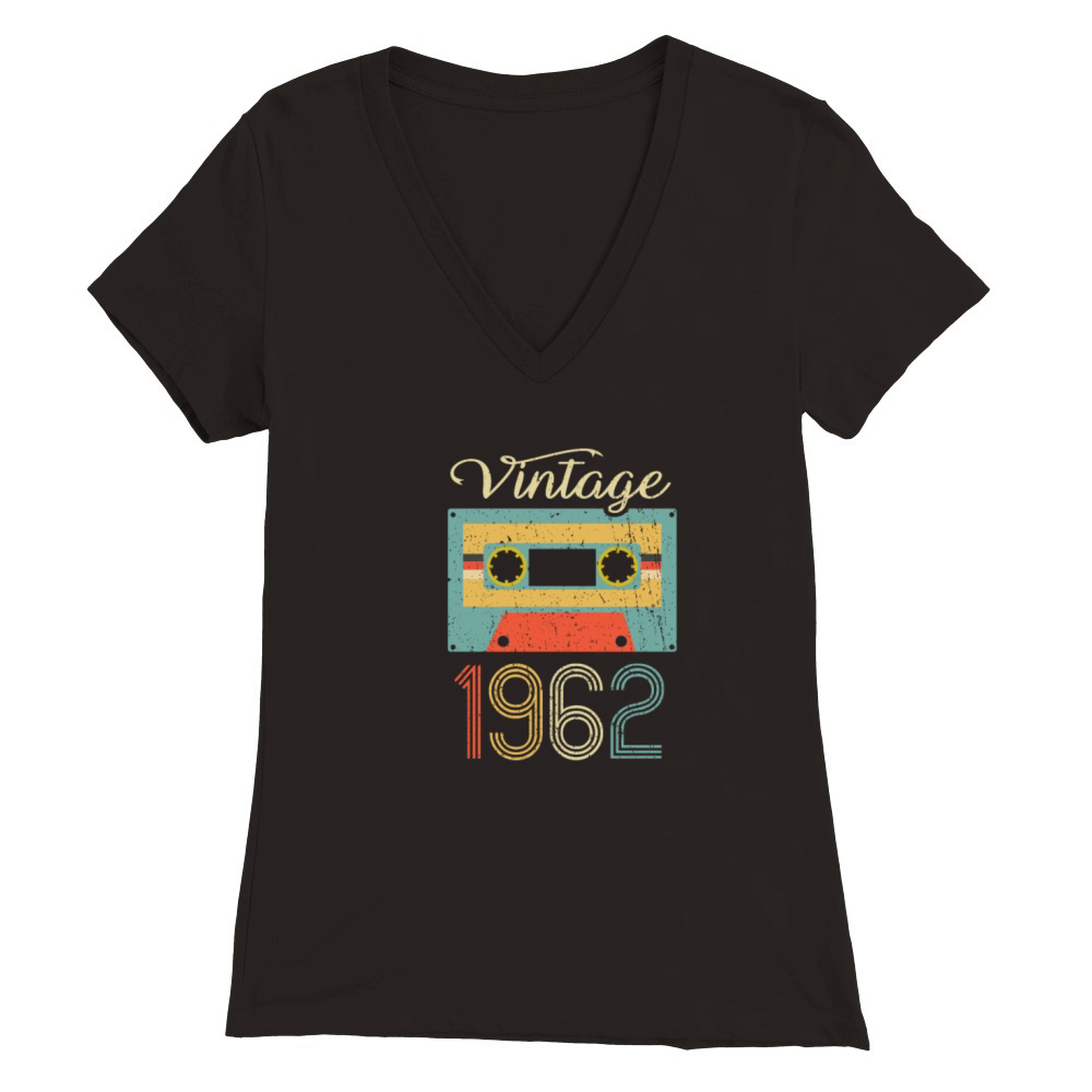 Vintage Cassette 1962 60th Birthday 60 Years Gift Premium Womens V-Neck T-shirt