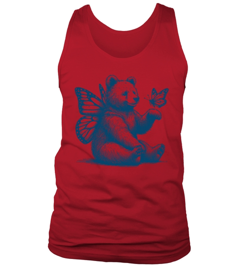 Bear With Butterfly Wings Vintage L Blue Tank Top Unisex