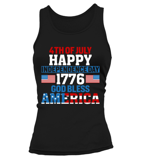 4th of July happy Independence 1776 God Bless America Tank top Woman