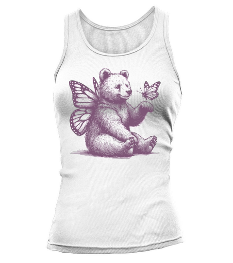 Bear With Butterfly Wings Vintage L Purple Tank top Woman