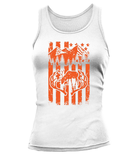 Camo US Flag Deer Skull Vintage Hunting Patriotic Hunt Dad T Shirt  02 Tank top Woman