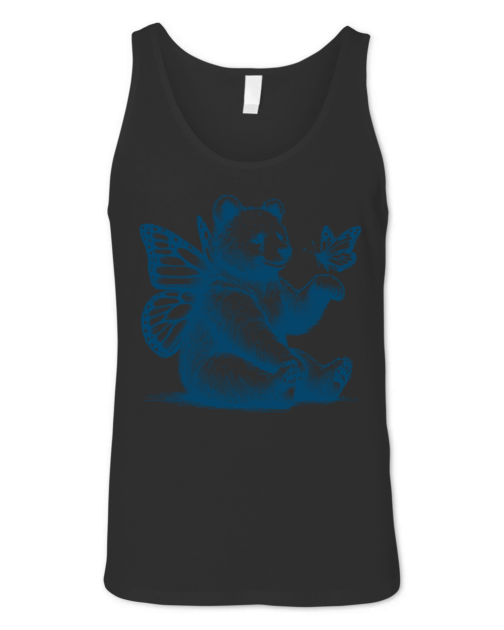 Bear With Butterfly Wings Vintage L Blue Unisex Jersey Tank