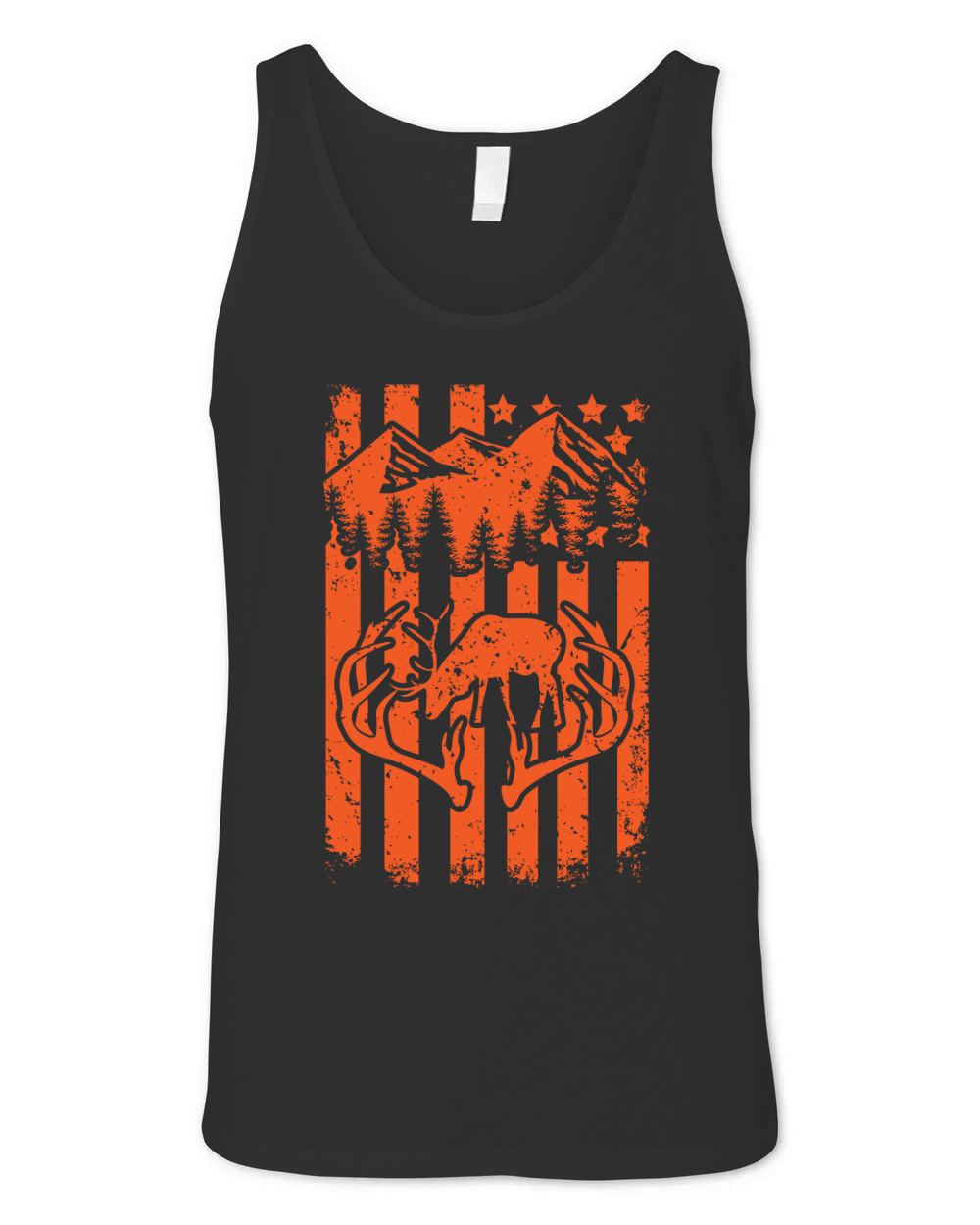 Camo US Flag Deer Skull Vintage Hunting Patriotic Hunt Dad T Shirt  02 Unisex Jersey Tank