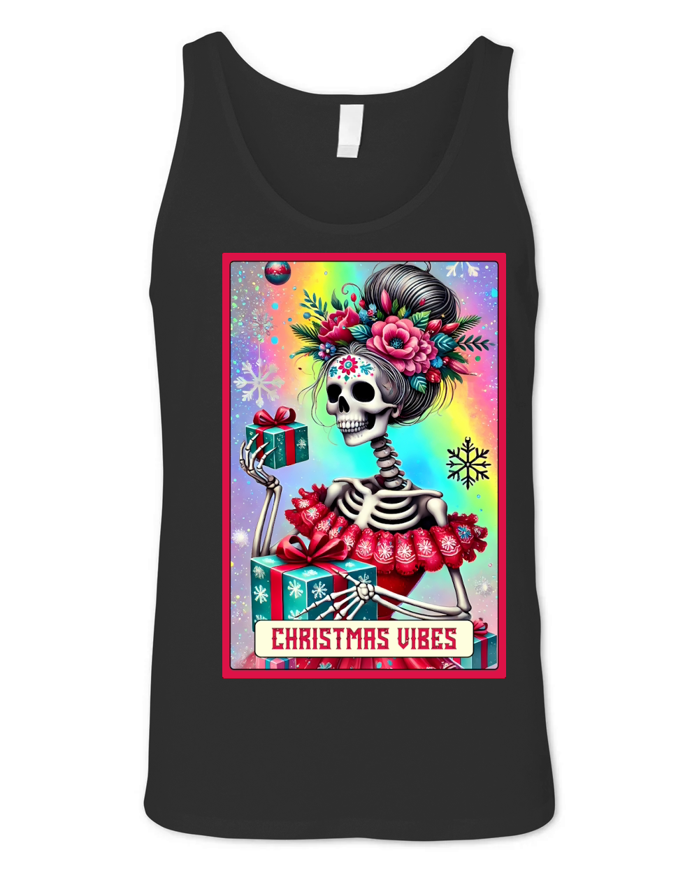 Chiristmas Vibes Skeleton Taro Card Unisex Jersey Tank