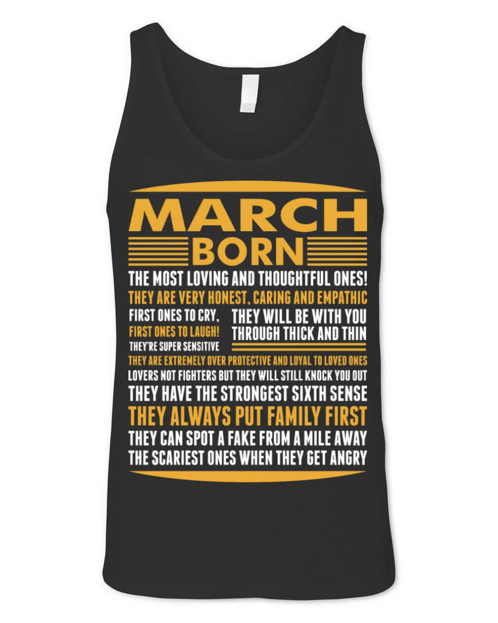 March Born Tshirt Unisex Jersey Tank