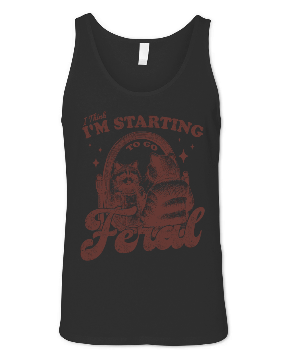 Raccoon in Mirror L Brown Unisex Jersey Tank