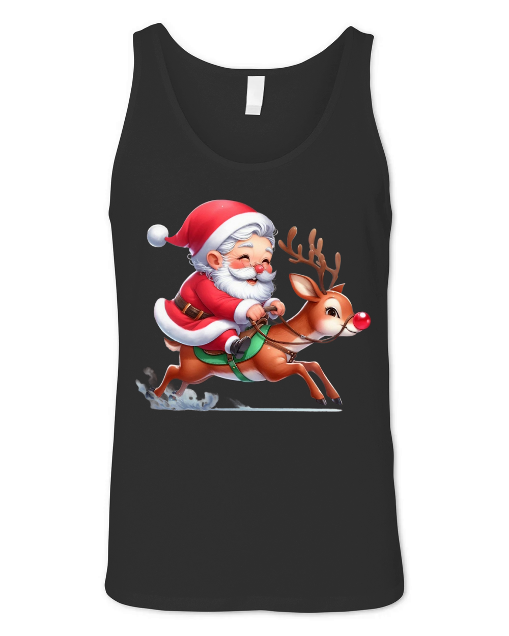 Santa Claus in Reindeer Races Unisex Jersey Tank
