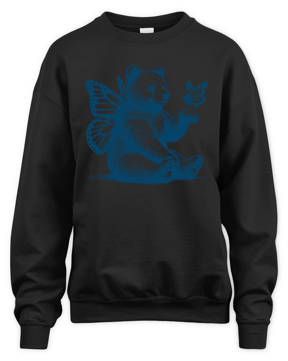 Bear With Butterfly Wings Vintage L Blue Unisex Premium Crewneck Sweatshirt