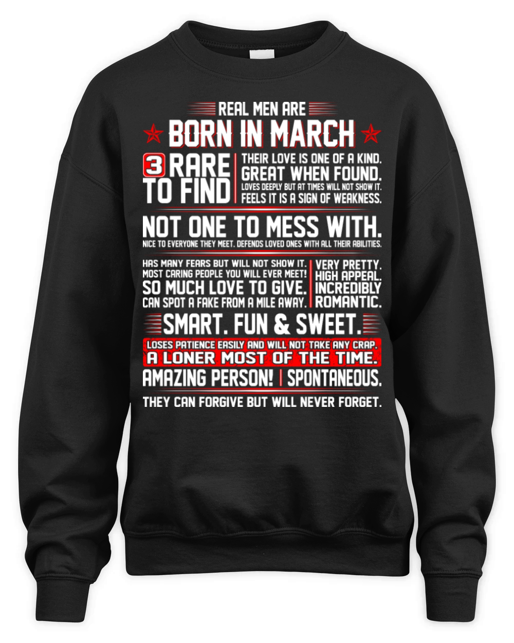 Real Men Are Born In March Birth Month Tshirt Unisex Premium Crewneck Sweatshirt