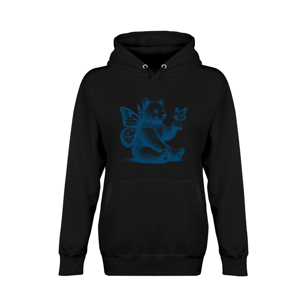 Bear With Butterfly Wings Vintage L Blue Unisex Premium Pullover Hoodie