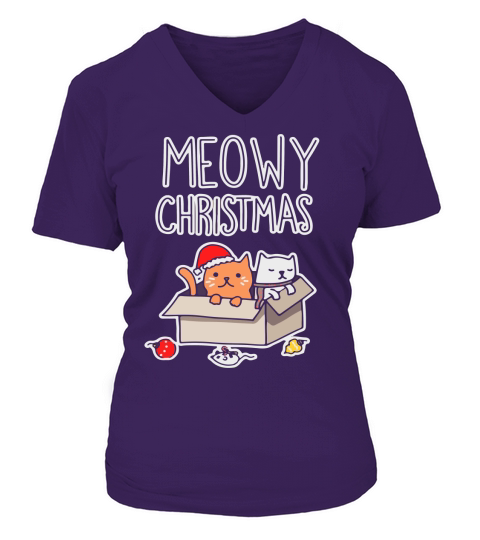 Cat christmas ugly cat christmas V-neck T-Shirt Woman