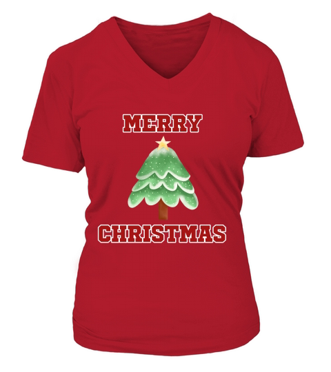 Christmas tree with snow star at top Merry Christmas 8 V-neck T-Shirt Woman