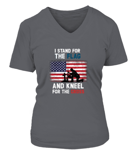 I Stand for the Flag I Kneel for the Cross V-neck T-Shirt Woman