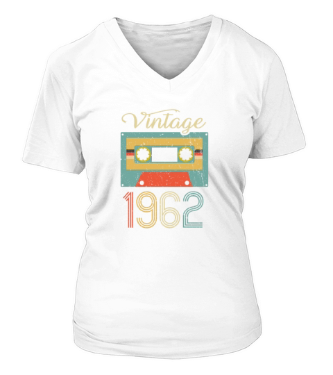 Vintage Cassette 1962 60th Birthday 60 Years Gift V-neck T-Shirt Woman