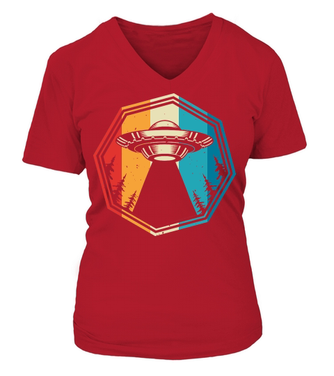 Vintage UFO Alien 06 V-neck T-Shirt Woman