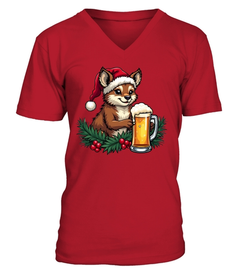 Funny Animal Beer Christmas Sublimation 6 10 V-Neck T-shirt