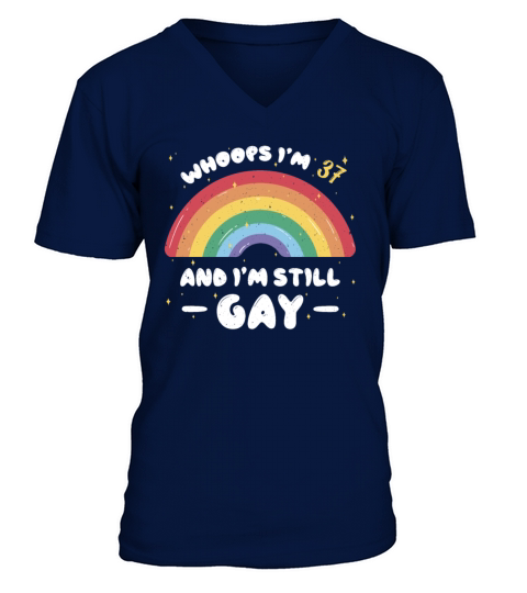 Rainbow Age 37 Years Gay Pride LGBT Pride Month V-Neck T-shirt