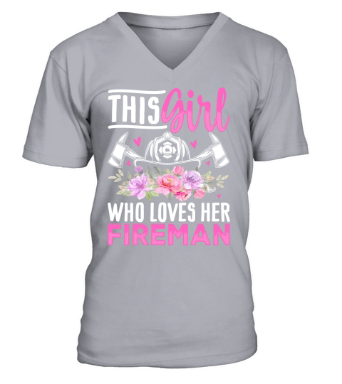 This Girl Loves Her Fireman V-Neck T-shirt