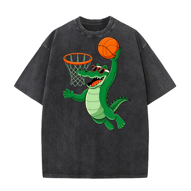 Basketball Crocodile 03 Washed T-Shirt