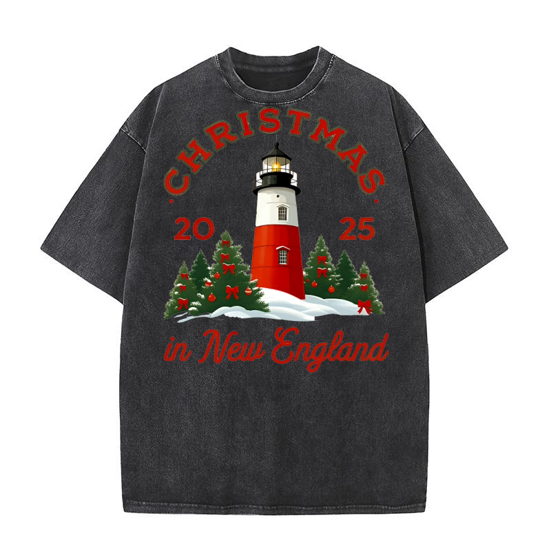 Christmas In New England Washed T-Shirt